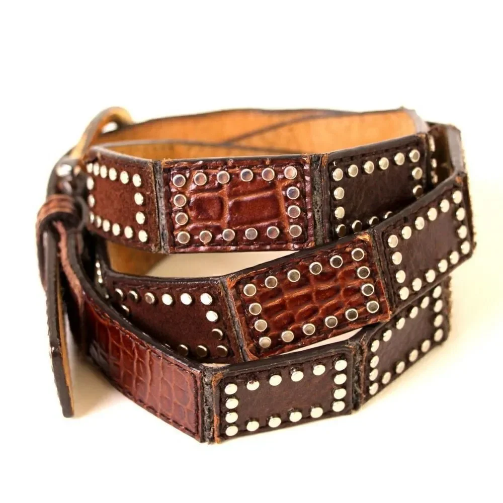 Michael Kors STUDS CROCO BROWN GENUINE LEATHER 1